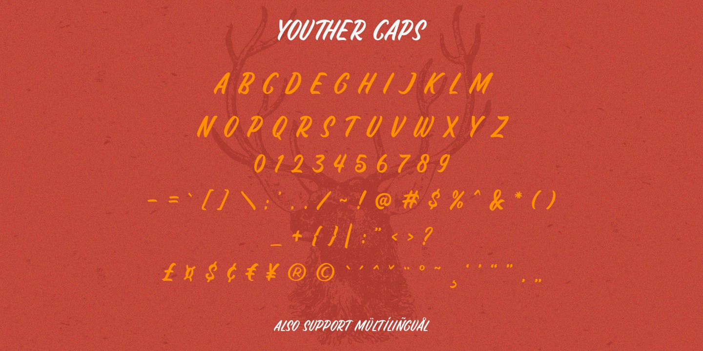 Beispiel einer Youther Caps Inline-Schriftart